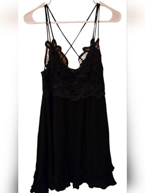 Listicle Dress, Black With Lace Detail Size large